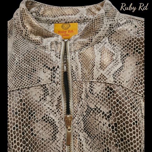 Ruby Rd. Snake Print Moto Jacket - Picture 7 of 8